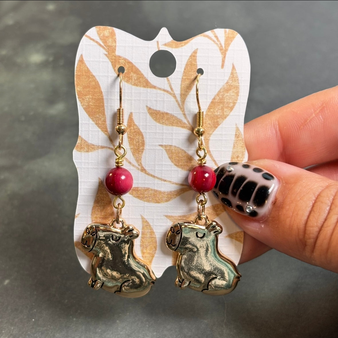 Katie - Capybara & Red Coral Earrings!
