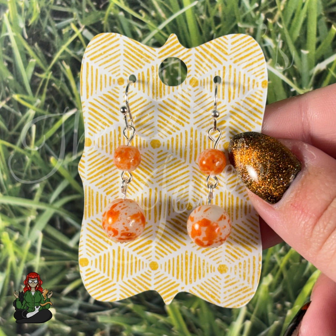 Katie - Orange Glass Bead Earrings!