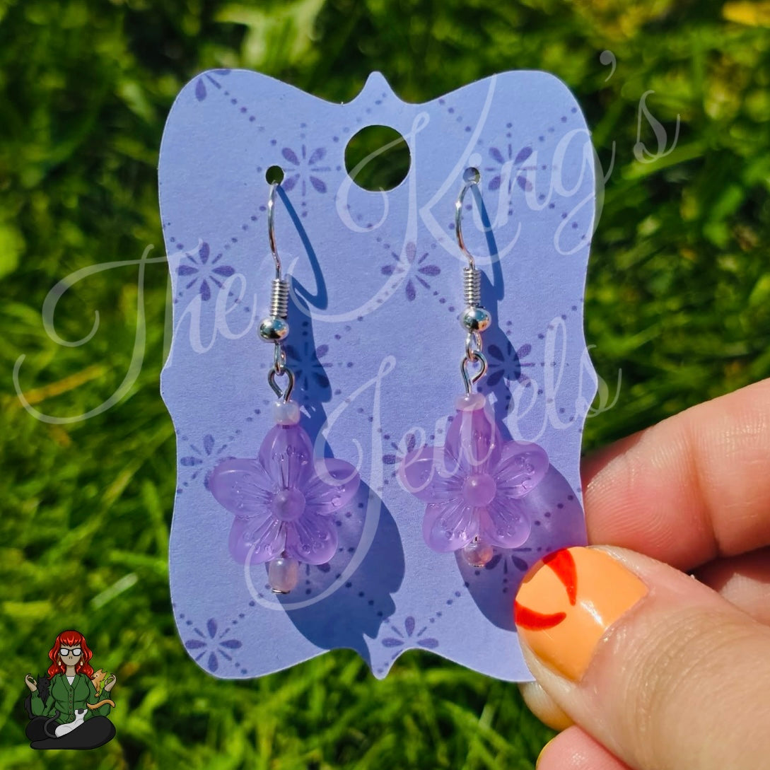 Melissa - Frosted Purple Flower Earrings!