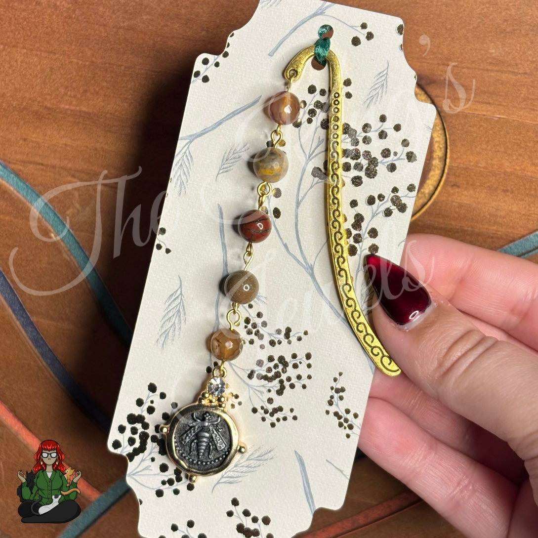 GwennaBelle - Dragon Coin Agate Bronze Metal Bookmark!