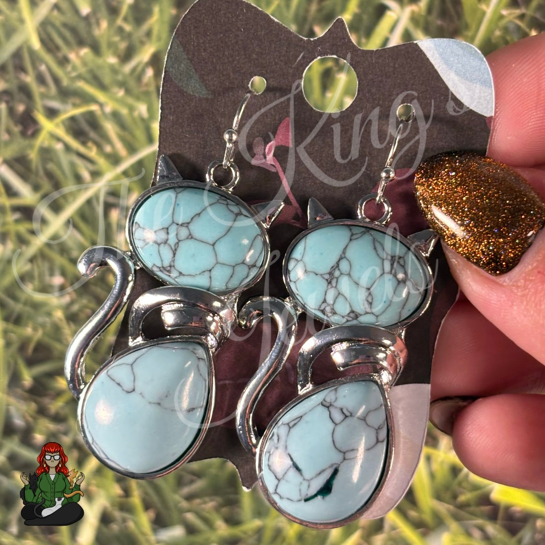 LeonaRae - Turquoise Cat Charm Earrings!