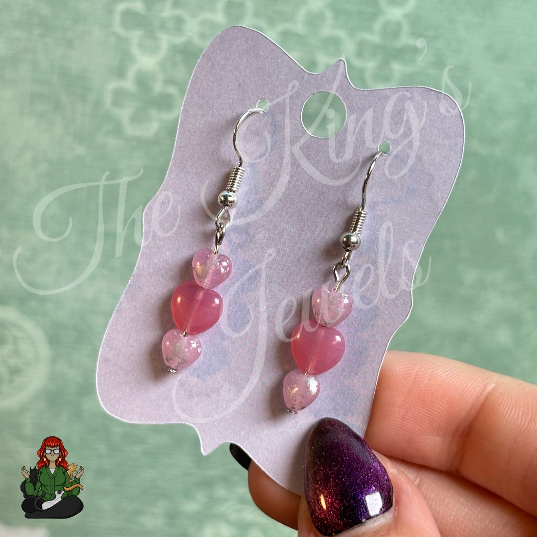 Melissa - Pink Heart Stack Bead Earrings!