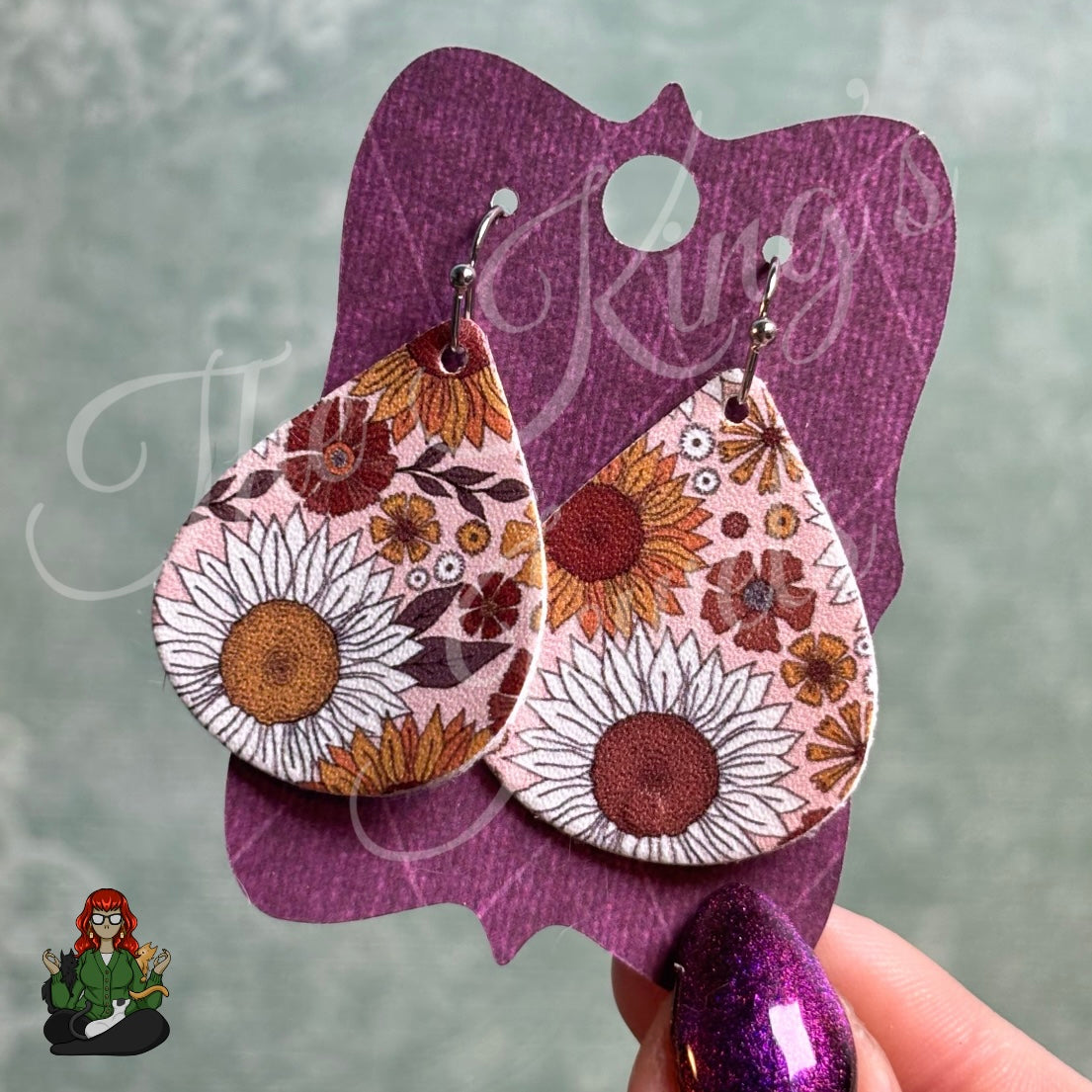 Rose - Boho Floral Faux Leather Earrings!