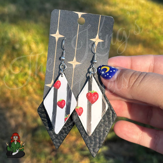 Belle - Strawberry Faux Leather Earrings!