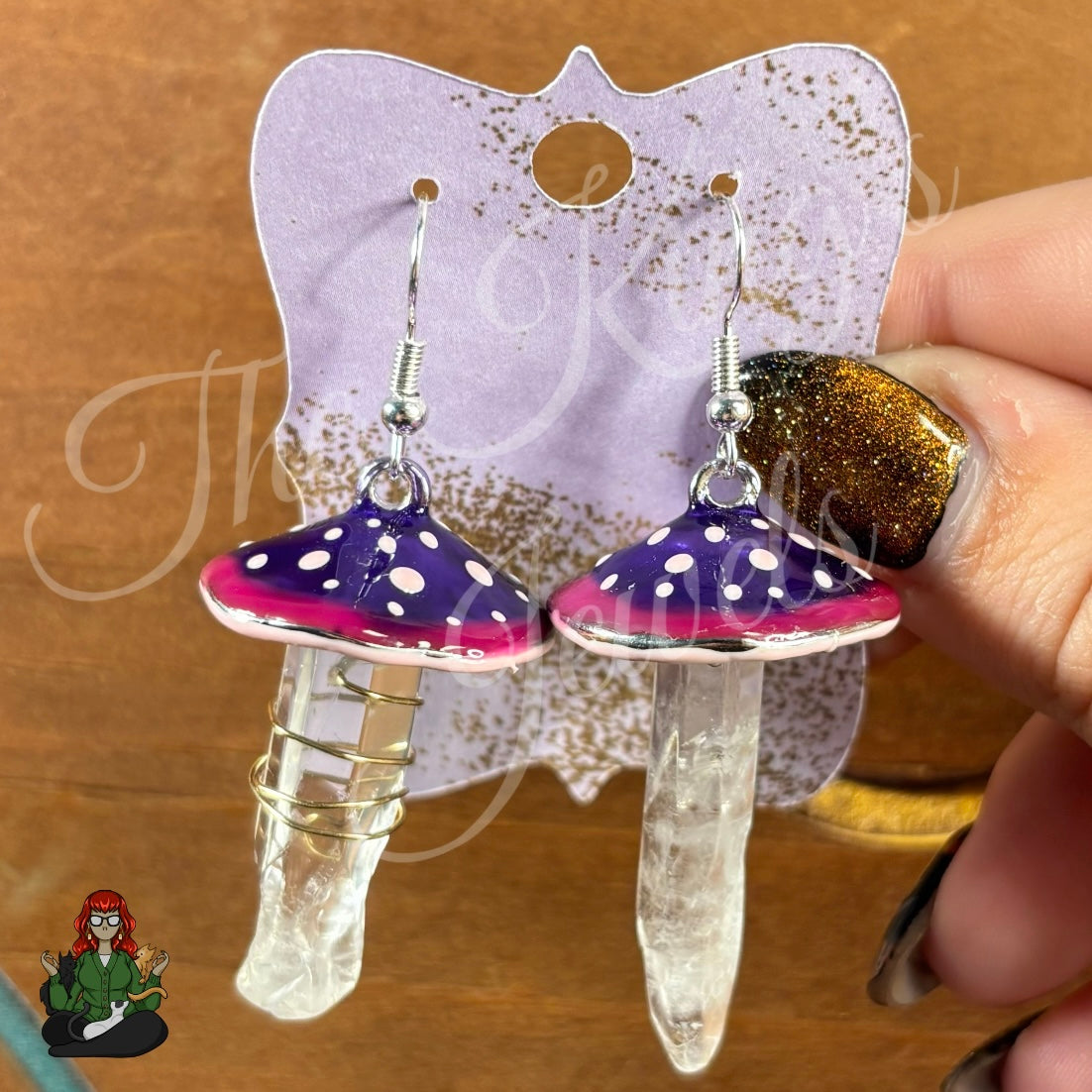 LeonaRae - Mushroom Crystal Quartz Earrings!