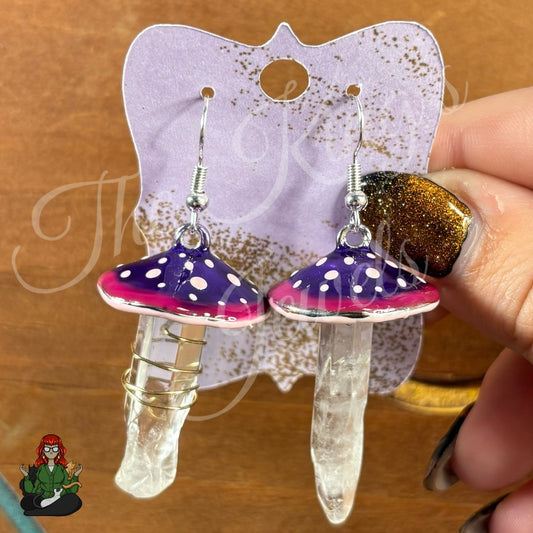 LeonaRae - Mushroom Crystal Quartz Earrings!