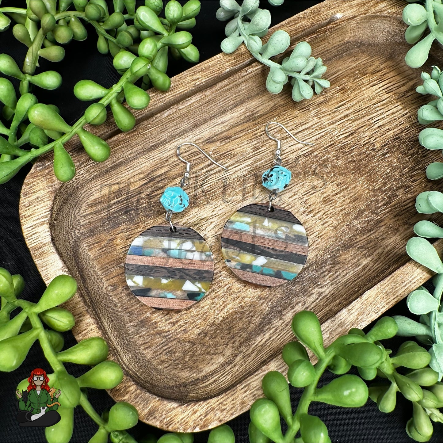 Katie - Wood & Clay Pieces in Resin Earrings!