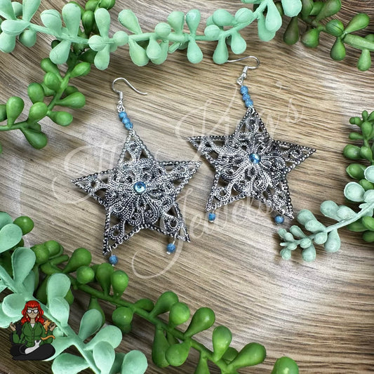 Statement Filigree Star with Beads Earrings!