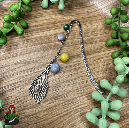 GwennaBelle - Peacock & Genuine Gemstone Bead Bookmark!