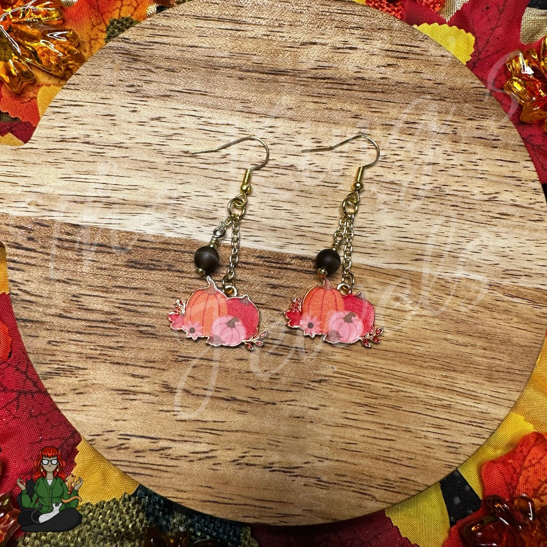 Gladys - Pumpkin & Matte Brown Bead Earrings!