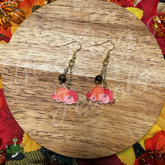 Gladys - Pumpkin & Matte Brown Bead Earrings!