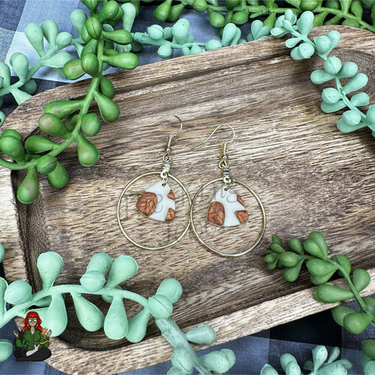 Riona - Cream & Orange Clay Charm Hoop Earrings!