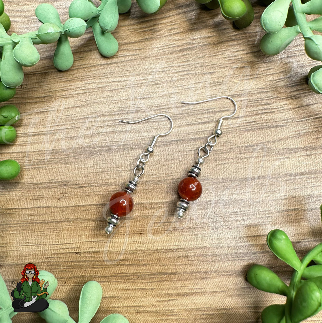 Faye - Red Carnelian Agate Beaded Earrings!