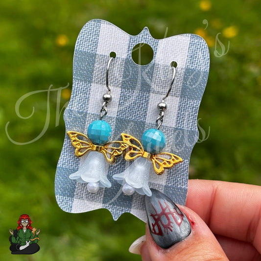 Blue Flower Angel Earrings!