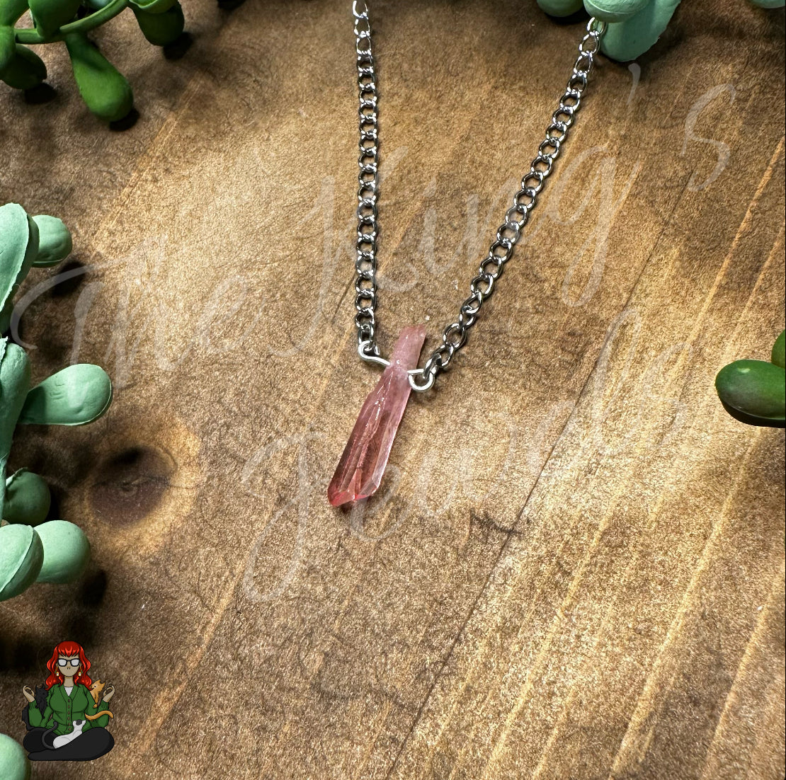 Ella - Pink Dyed Quartz Necklace!