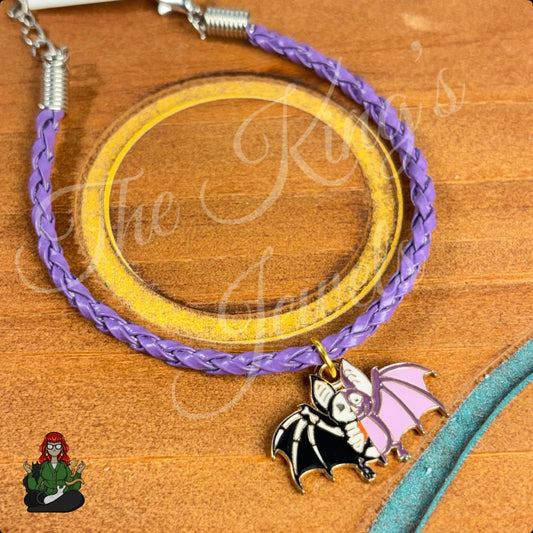 Olivia - Bat Purple Braided Faux Leather Bracelet!