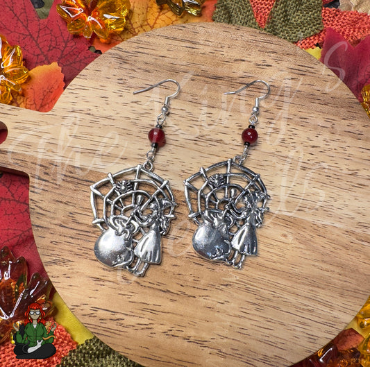 Katie - Large Witch & Spider Web Earrings!