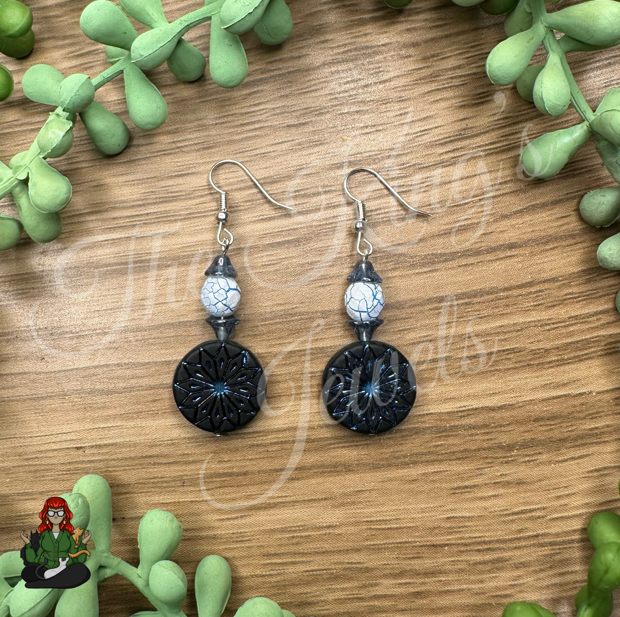 Katie - Blue Flower Beaded Earrings!