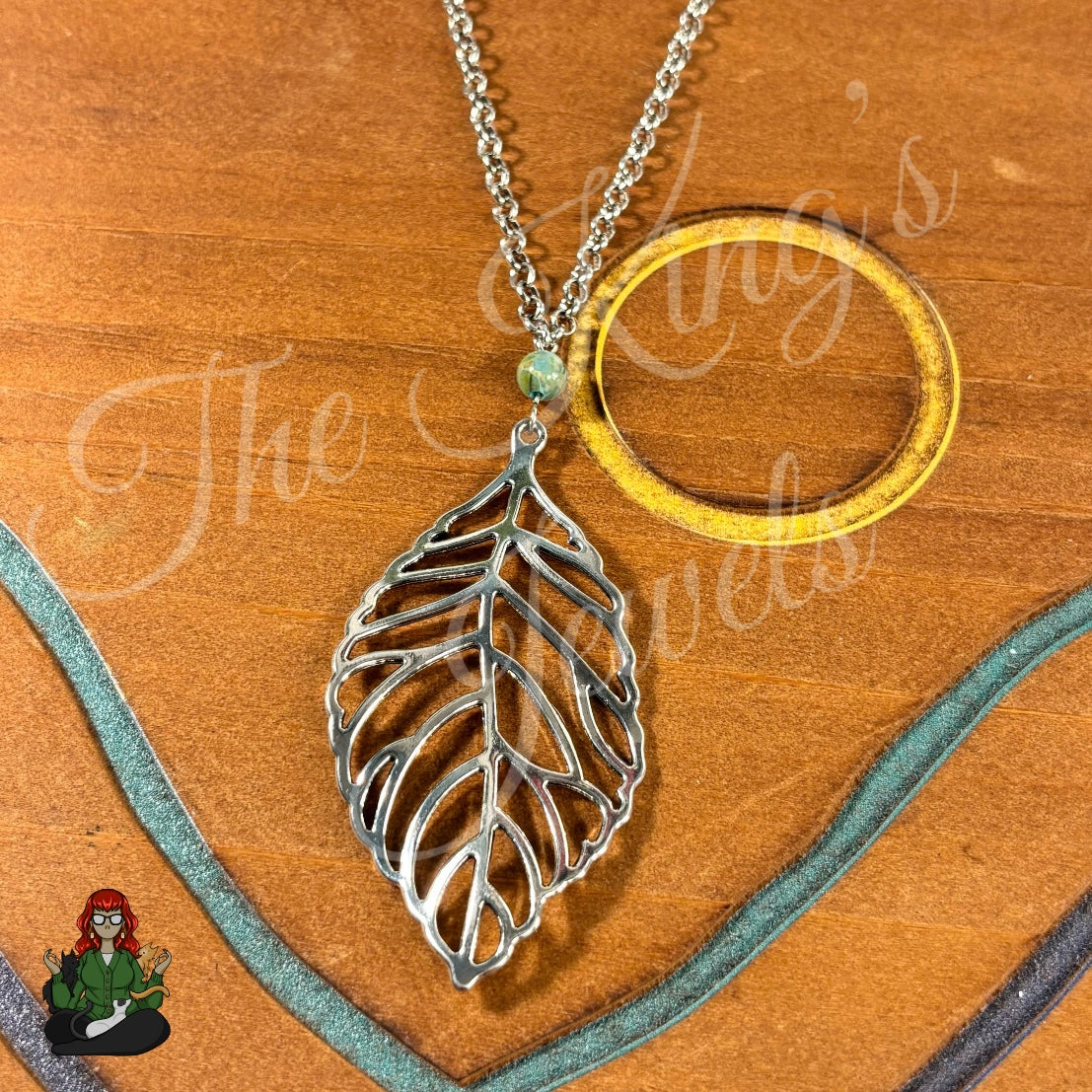 Ella - Statement Leaf Pendant & Green Shell Bead Necklace!