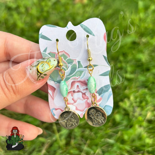 Katie - Teal & Flower Stamp Earrings!