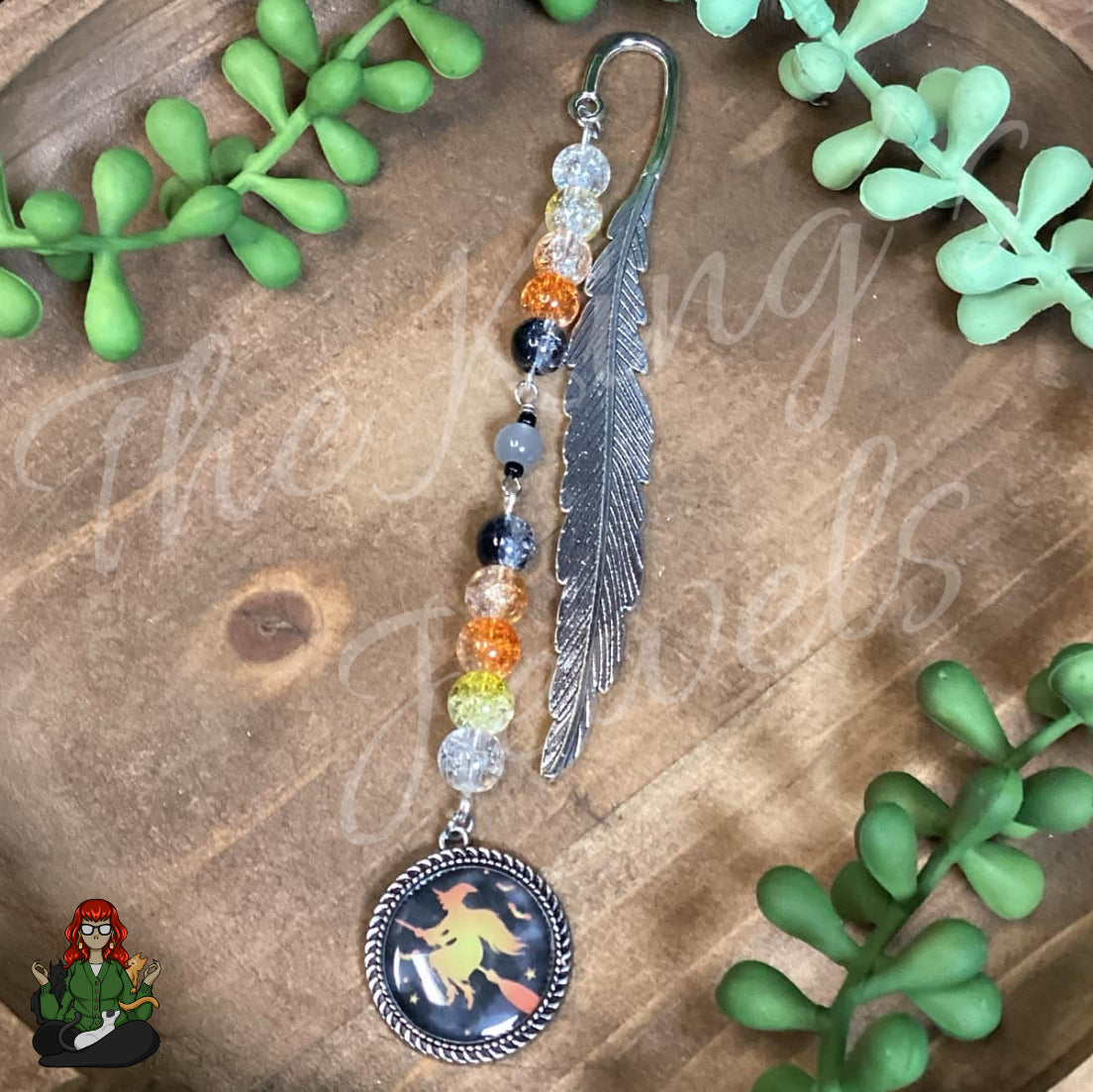 GwennaBelle - Glass Crackle Bead & Witch Bookmark!