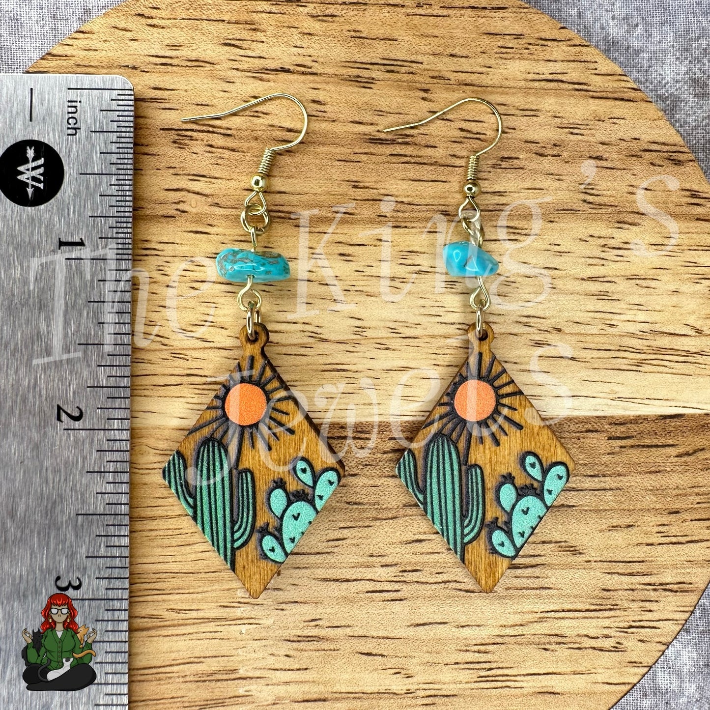 Katie - Wood Cactus Earrings!