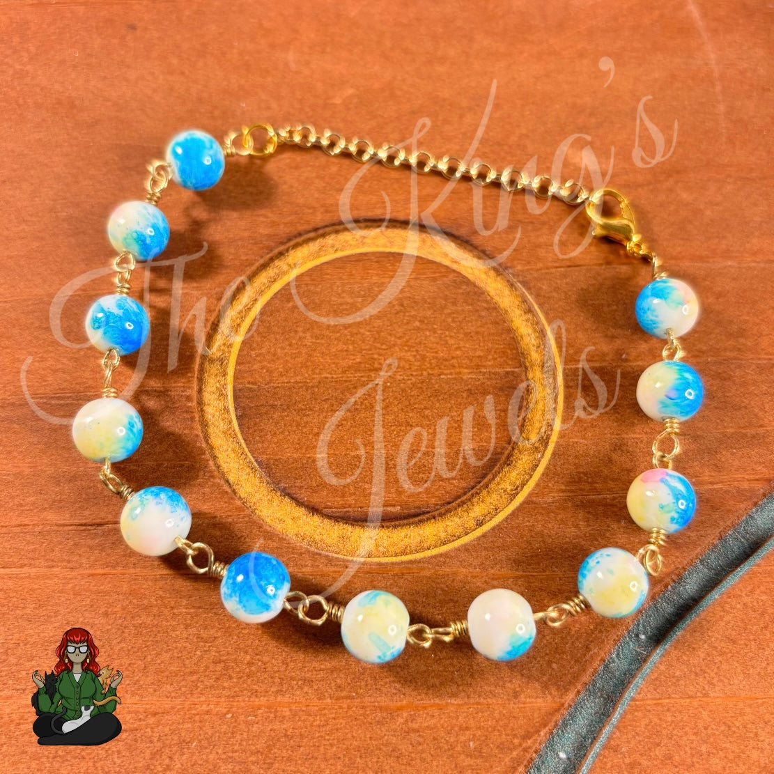 Jessica - Sun and Sky Glass Bead Bracelet!