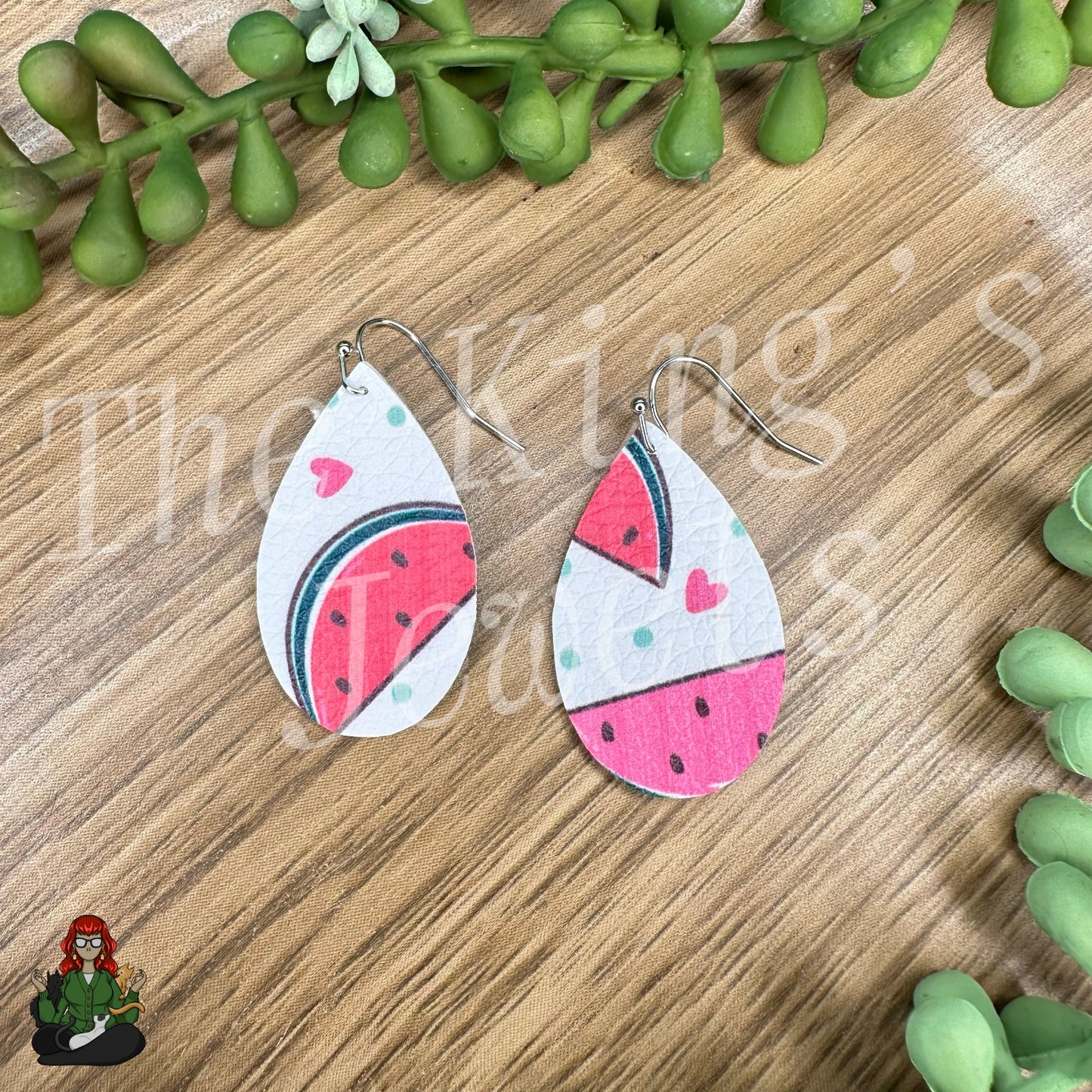 Rose - Watermelon Faux Leather Kids Earrings!