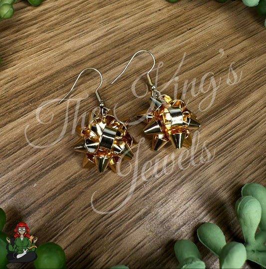 LeonaRae - Large Gold Gift Wrap Bow Earrings!