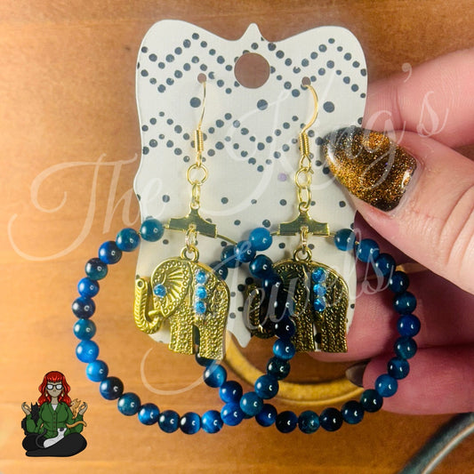 Riona - Elephant Blue Tigers Eye Earrings!