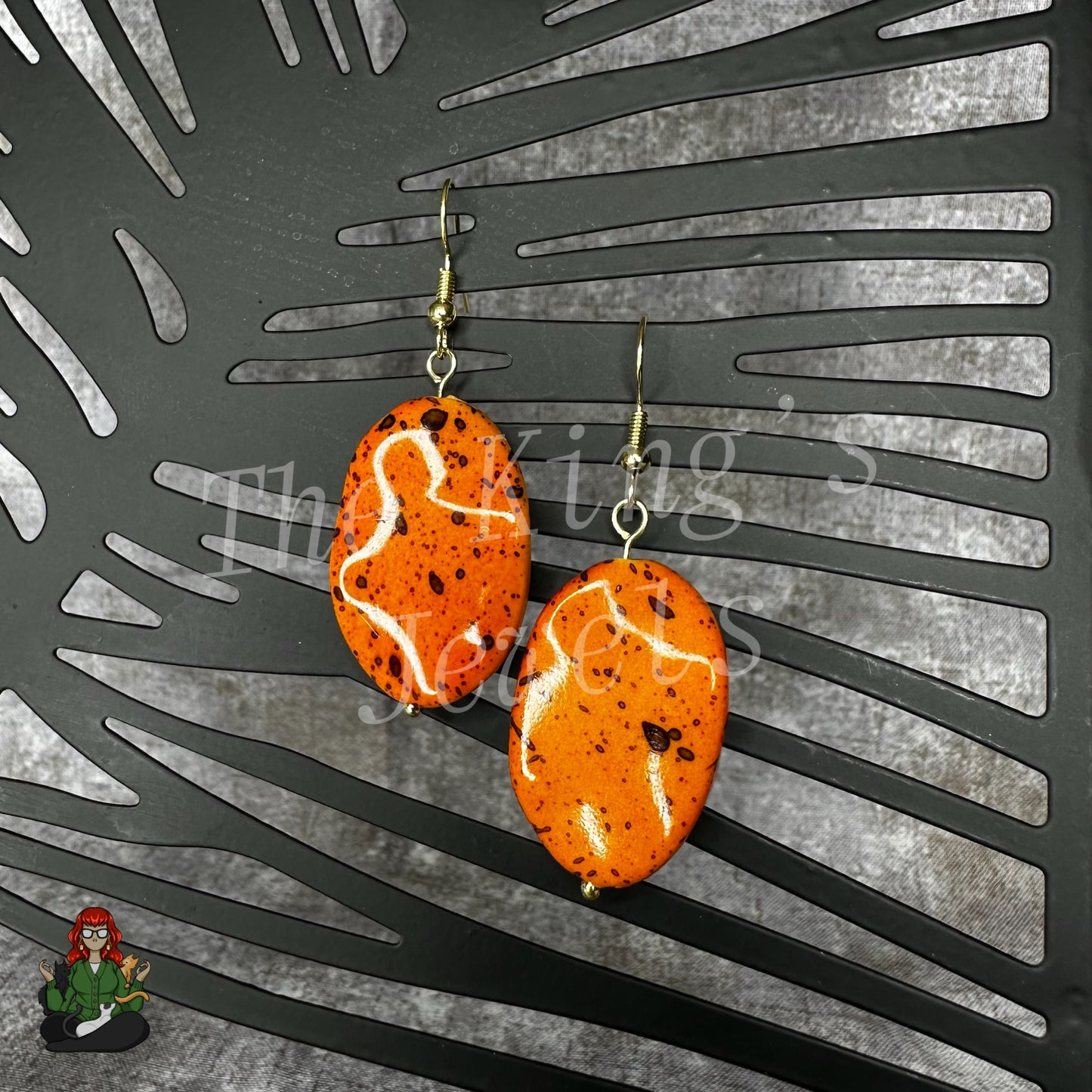 Shirley - Orange Spotted Beaded Earrings!