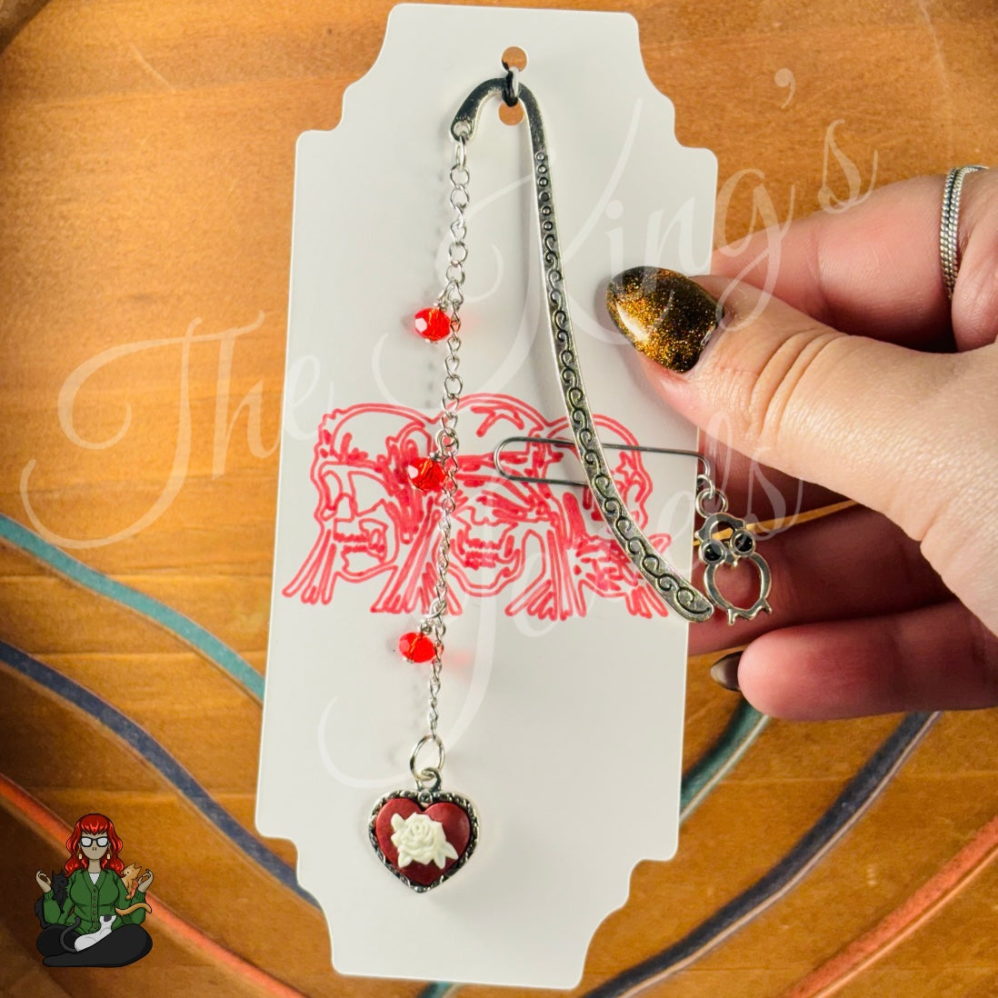 GwennaBelle - Rose Heart Cameo with Owl Charm Bookmark!