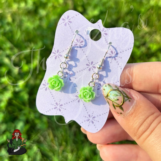LeonaRae - Dainty Green Rose Earrings!