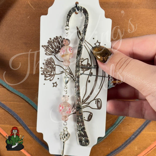 GwennaBelle - Glass Pink Bead Key Charm Bookmark!