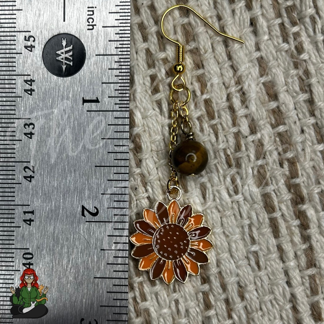 Gladys - Tigers Eye & Sunflower Earrings!