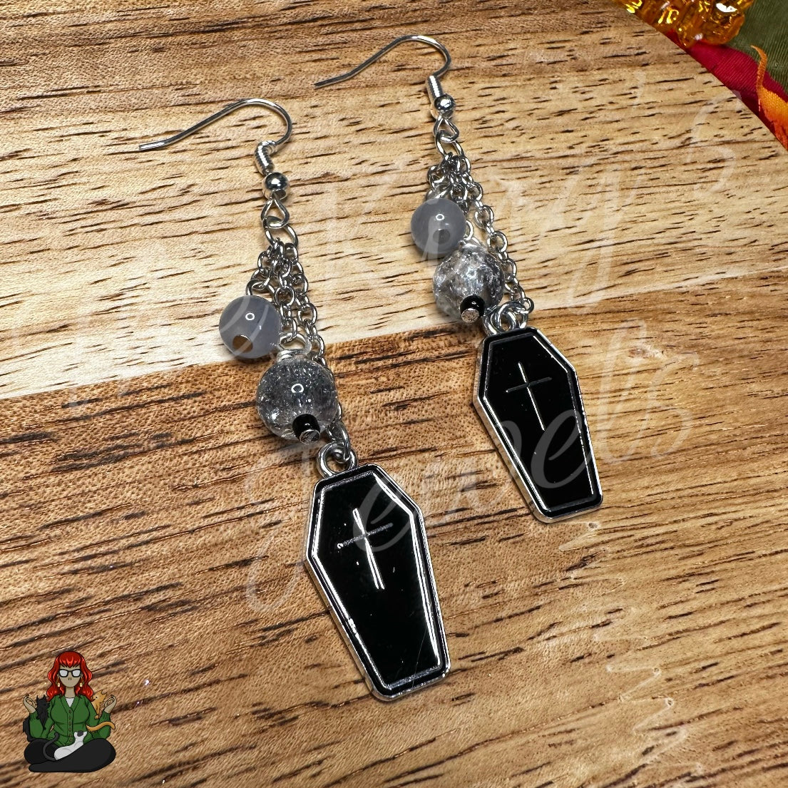 Gladys - Coffin & Bead Earrings!