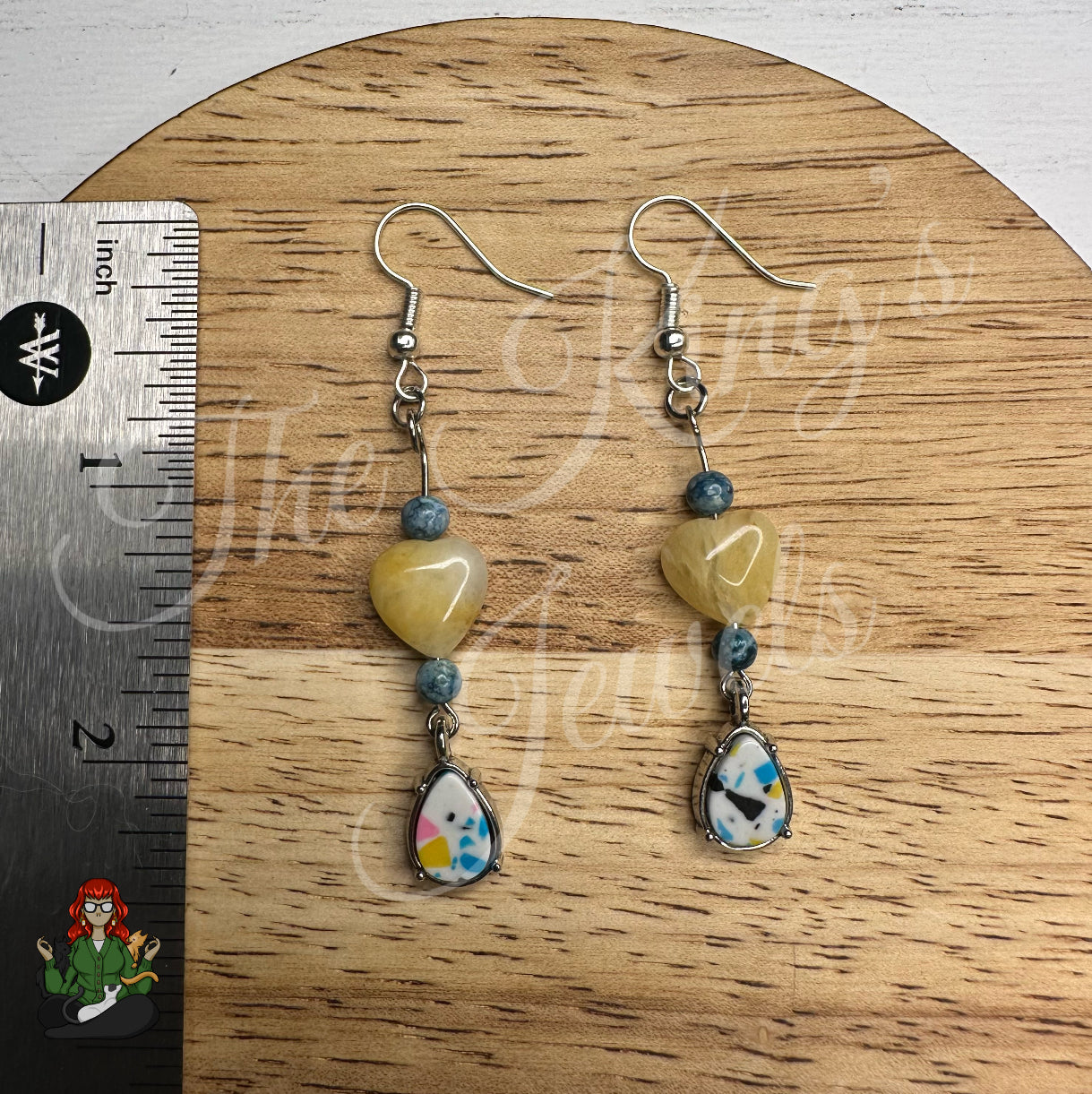 Katie - Neon Teardrop & Citrine Heart Beaded Earrings!