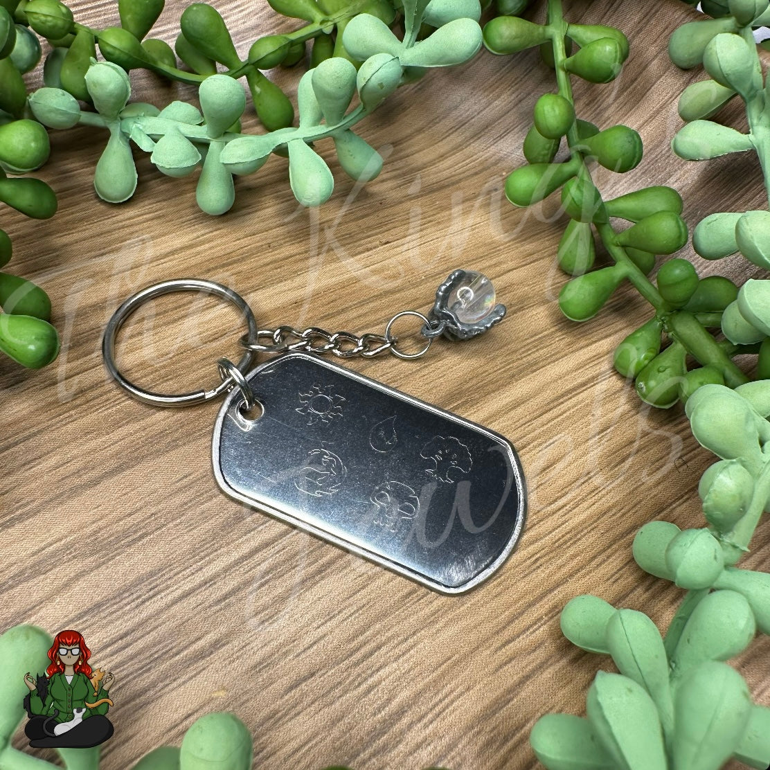 Etched Dog Tag Nerdy Symbolled Keychain!