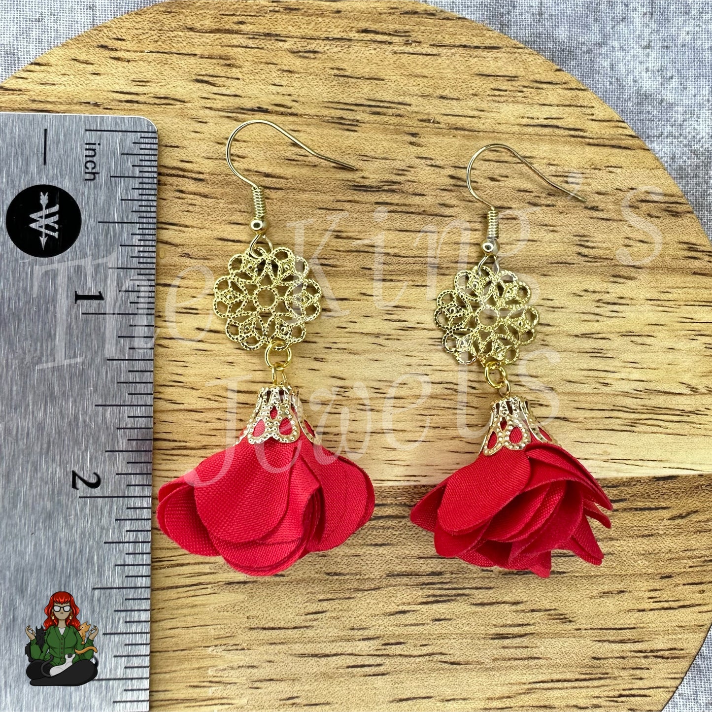 Katie - Rose Petals & Gold Earrings!