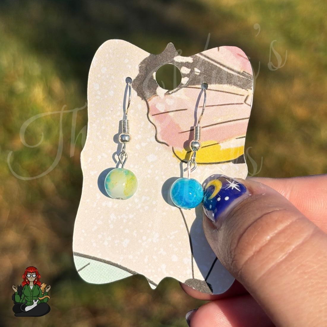 Shirley - Blue & Yellow Beaded Earrings!