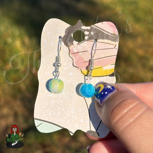 Shirley - Blue & Yellow Beaded Earrings!