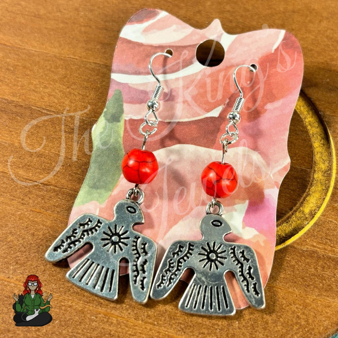 Katie - Thunderbird Silver Metal Charms Earrings!