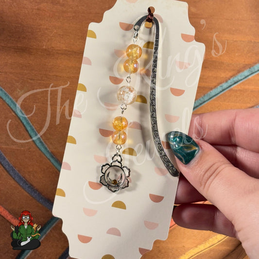 GwennaBelle - Glow in the Dark Golden Glass Bead & Lotus Charm Bookmark!