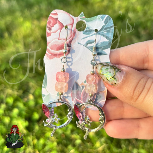 Katie - Pink Bead & Faerie (Fairy) Earrings!