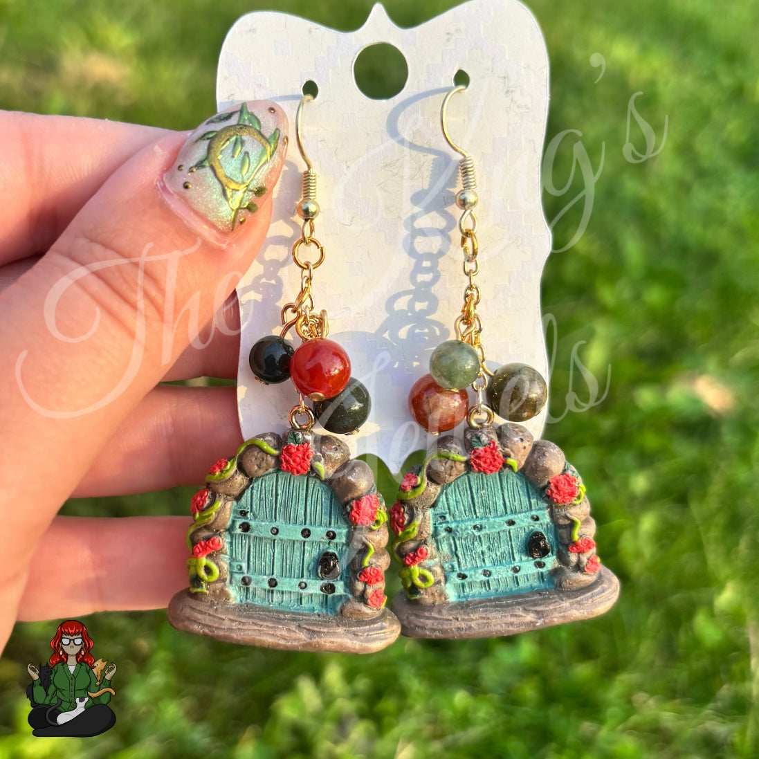 Gladys - Faerie (Fairy) Door & Gemstone Bead Earrings!