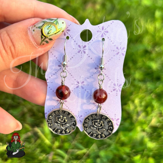 Katie - Three Pence Rose Charm Earrings!