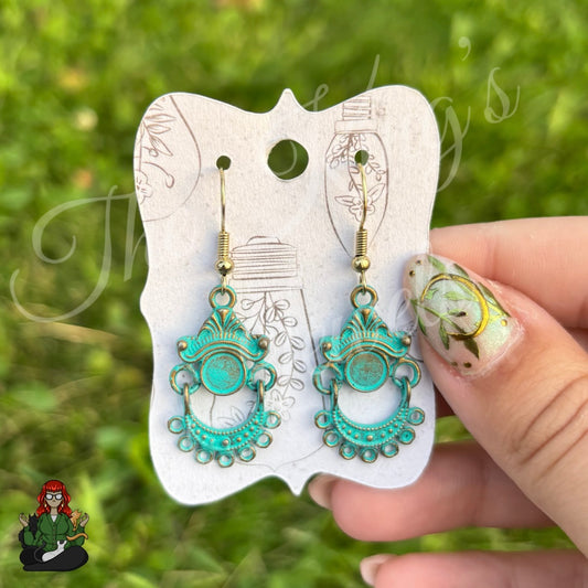Katie - Teal Brass Earrings!