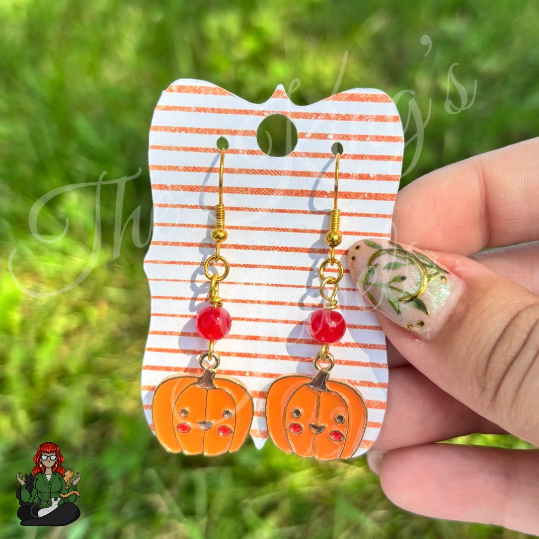 Katie - Cute Pumpkin Face Earrings!