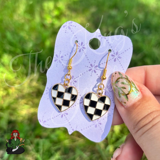 LeonaRae - Checkered Heart Earrings!