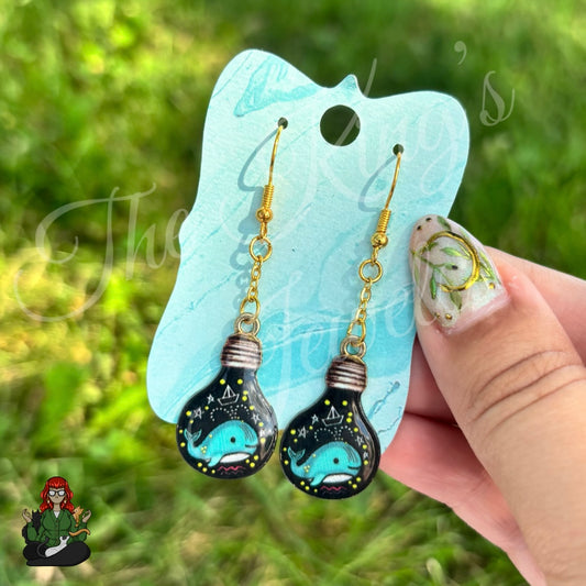 Gladys - Whale in a Lightbulb Earrings!